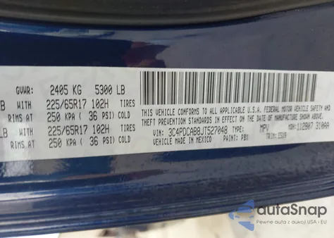 2018 Dodge Journey Se from USA, damaged, VIN 3C4PDCAB8JT527048